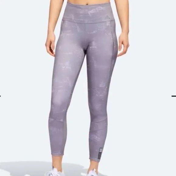Adidas How We Do TGT Gray Speck Leggings Size S Running - Picture 1 of 11